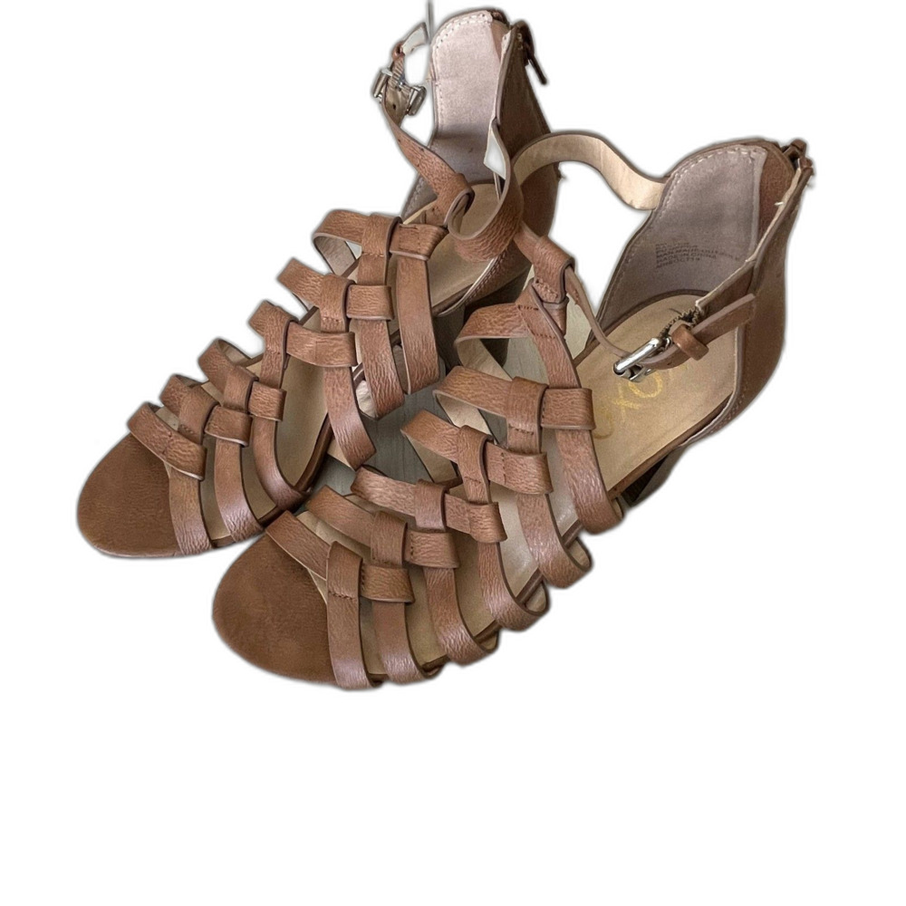 Tan Cross-Front Heels | Women’s Size 8M | Chic, Neutral & Versatile